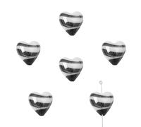 Decoendiy 26Pcs Heart Glass Beads, Pearlized Hand Painted Striped Heart-Shaped Lampwork Crystal Love Loose Spacer Beads for Handmade Jewelry Making, Bracelets & DIY Love Gifts (Black)