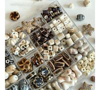 Decoendiy 30Pcs Vintage Porcelain Beads,Chinese Hand-Painted Brown Heart&Flower&Butterfly Shape Ceramic Spacer Beads for DIY Jewelry Making,Bracelets Necklaces
