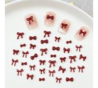 Decoendiy 400pcs 3D Bow Nail Charms - Multicolor Flat Back Resin Bowknot Gems with Pickup Tool for DIY Nail Art & Manicure Decoration