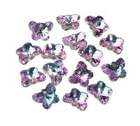 Decoendiy 40Pcs Butterfly Crystal Charms, Assorted Colorful Glass Rhinestone Faceted Gemstone Pendant for DIY Jewelry Making, Necklace, Bracelet & Craft Accessories (pink purple)