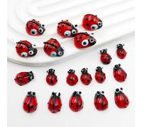 Decoendiy 40Pcs Glass Beetle Beads for Jewelry Making,Red Ladybug Lampwork Glass Beads,3 Sizes Insect Glass Beads,3D Handmade Spacer Animal Beads,for Jewelry Making DIY Bracelets Crafts Supplies (L)