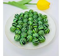 Decoendiy 50Pcs Acrylic Printed Beads 16mm,Zebra Animal Painted Beads,Colorful Striped Acrylic Beads,Loose Round Spacer Beads,for Adults DIY Keychain Jewelry Making Handmade Crafts Supplies (Green)