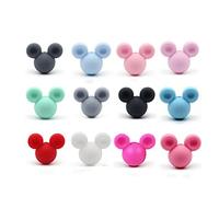 Decoendiy 50Pcs Silicone Mouse Head Beads, Animal Shaped, Mix Colors, DIY Crafts Supplies