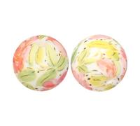 Decoendiy 50Pcs Silicone Printed Beads 15mm, Leopard Cow Animal Print Beads, Round Flower Leaves Beads, Rainbow Striped Beads, Loose Silicone Spacer Beads, for Adults DIY Crafts Supplies (#19)