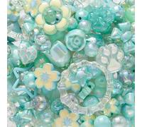 Decoendiy 60g Assorted Acrylic Beads - Pink Large Kawaii Aesthetic Beads, Multi-Shapes Flower Bear Cute Beads for Bracelet Making, Keychain, Phone Charms, Jewelry Making, DIY Crafts, Necklace (#6)