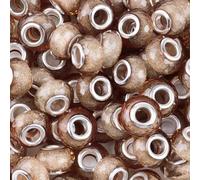 Decoendiy 60Pcs 14mm European Beads,Large Hole Beads,Lampwork Spacer Beads,Fine Glitter Round Beads,Resin Wheel Flat Beads,Decorative Beads Bulk for Jewelry Making DIY Crafts Supplies (Khaki)