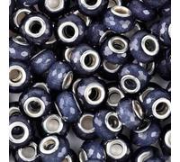 Decoendiy 60Pcs 14mm European Beads,Large Hole Beads,Lampwork Spacer Beads,Fine Glitter Round Beads,Resin Wheel Flat Beads,Decorative Beads Bulk for Jewelry Making DIY Crafts Supplies (Blue#2)