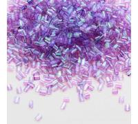Decoendiy 90g 2x3mm Mini Bingsu Tube Beads, Clear Plastic Glitter Straw & Bugle Spacer Beads for DIY Jewellery Making Slime Crafts Bracelet Necklace Embroidery (#16)