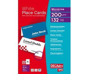 Decoflair Decadry Place Cards For Folding 200Gsm 6 Per A4 Sheet 85X46mm When Folded - Ref Ocb3713-3 (Pack Of 1(132 Cards)