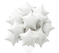 DecoGlee 15Pcs 18 Inch Large White Star Shape Foil Balloons Big White Stars Helium Mylar Ballons for Birthday Wedding Baby Shower Anniversary Engagement Party Decorations Supplies