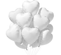 DecoGlee 15Pcs 18 Inch White Heart Balloons White Heart Shape Foil Mylar Balloons Decoration for Birthday Valentine's Day Wedding Bridal Shower Anniversary Engagement Party Supplies