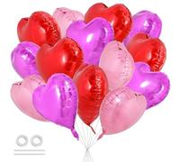 DecoGlee 30Pcs 18 Inch Heart Balloons Valentine’s Day Red Pink Hot Pink Heart Shape Foil Mylar Balloons Decoration for Valentine's Day Wedding Bridal Shower Anniversary Engagement Party Supplies