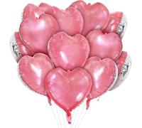 DecoGlee 30Pcs 18 Inch Iridescent Light Pink Balloons Pastel Pink Heart Shape Foil Mylar Banners Decoration for Birthday Valentine's Day Wedding Bridal Shower Anniversary Engagement Party Supplies