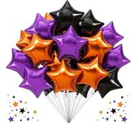 DecoGlee 30Pcs 18 Inch Large Black Orange Purple Star Shape Foil Balloons Big Stars Helium Mylar Ballons for Halloween Birthday Wedding Bridal Shower Anniversary Engagement Party Decorations Supplies