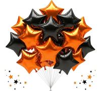 DecoGlee 30Pcs 18 Inch Large Black Orange Star Shape Foil Balloons Big Stars Helium Mylar Ballons for Halloween Birthday Wedding Baby Shower Anniversary Engagement Party Decorations Supplies