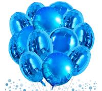 DecoGlee 30Pcs 18 Inch Large Blue Round Shape Foil Balloons Big Blue Circle Helium Mylar Ballons for Birthday Wedding Baby Shower Anniversary Engagement Party Decorations Supplies