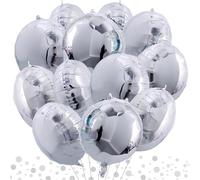 DecoGlee 30Pcs 18 Inch Large Silver Round Shape Foil Balloons Big Silver Circle Helium Mylar Ballons for Birthday Wedding Bridal Shower Anniversary Engagement Party Decorations Supplies