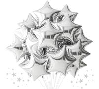 DecoGlee 30Pcs 18 Inch Large Silver Star Shape Foil Balloons Big Silver Stars Helium Mylar Ballons for Birthday Wedding Baby Shower Anniversary Engagement Party Decorations Supplies