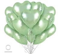 DecoGlee 30Pcs 18 Inch Olive Green Heart Balloons Sage Green Heart Shape Foil Mylar Balloons Decoration for Birthday Valentine's Day Wedding Bridal Shower Anniversary Engagement Party Supplies
