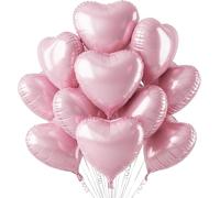 DecoGlee 30Pcs 18 Inch Pastel Light Pink Balloons Light Pink Heart Shape Foil Mylar Banners Decoration for Birthday Valentine's Day Wedding Bridal Shower Anniversary Engagement Party Supplies