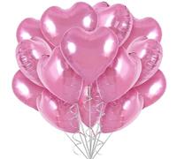 DecoGlee 30Pcs 18 Inch Pink Heart Balloons Pink Heart Shape Foil Mylar Balloons Decoration for Birthday Valentine's Day Wedding Bridal Shower Anniversary Engagement Party Supplies