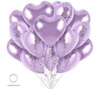 DecoGlee 30Pcs 18 Inch Purple Heart Balloons Purple Heart Shape Foil Mylar Balloons Decoration for Birthday Valentine's Day Wedding Bridal Shower Anniversary Engagement Party Supplies