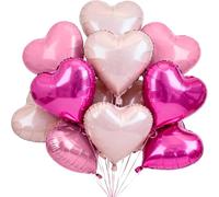 DecoGlee 30Pcs 18 Inch Rose Hot Pink Light Pink Balloons Heart Shape Foil Mylar Banners Decoration for Birthday Valentine's Day Wedding Bridal Shower Anniversary Engagement Party Supplies
