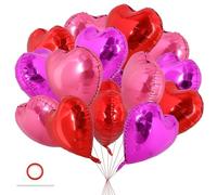 DecoGlee 30Pcs 18 Inch Rose Red Heart Balloons Valentine’s Day Heart Shape Foil Mylar Balloons Decoration for Romantic Valentine's Day Wedding Bridal Shower Anniversary Engagement Party Supplies