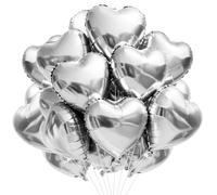 DecoGlee 30Pcs 18 Inch Silver Heart Balloons Silver Heart Shape Foil Mylar Balloons Decoration for Birthday Valentine's Day Wedding Bridal Shower Anniversary Engagement Party Supplies