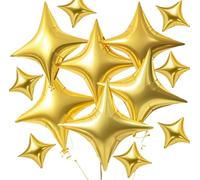 DecoGlee 30Pcs 26In&10In Star Balloons Large Gold Four Pointed Shape Foil Mini Star Mylar Balloons for Birthday Wedding Baby Shower Anniversary Engagement Party Decorations Supplies