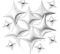 DecoGlee 30Pcs 26In&10In Star Balloons Large Silver Four Pointed Shape Foil Mini Star Mylar Balloons for Birthday Wedding Baby Shower Anniversary Engagement Party Decorations Supplies
