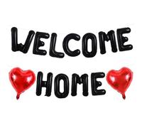 DecoGlee Welcome Home Balloons,16 Inch Black Welcome Home Foil Balloons Banner Party Decorations for Homecoming Party Decorations House Warming Family Gathering Supplies