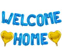 DecoGlee Welcome Home Balloons,16 Inch Blue Welcome Home Foil Balloons Banner Welcome Home Party Decorations for Homecoming Party Decorations House Warming Party Family Gathering Supplies