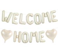 DecoGlee Welcome Home Balloons,16 Inch Cream White Welcome Home Foil Balloons Banner Welcome Home Party Decorations for Homecoming Party Decorations House Warming Party Family Gathering Supplies
