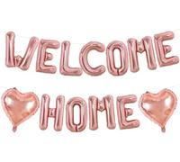 DecoGlee Welcome Home Balloons,16 Inch Rose Gold Welcome Home Foil Balloons Banner Welcome Home Party Decorations for Homecoming Party Decorations House Warming Party Family Gathering Supplies