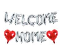 DecoGlee Welcome Home Balloons,16 Inch Silver Welcome Home Foil Balloons Banner Party Decorations for Homecoming Party Decorations House Warming Family Gathering Supplies