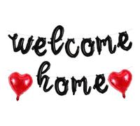 DecoGlee Welcome Home Balloons,Black Cursive Welcome Home Foil Balloons Banner 16 Inch Party Decorations for Homecoming Party Decorations House Warming Family Gathering Supplies