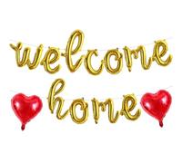 DecoGlee Welcome Home Balloons,Gold Cursive Welcome Home Foil Balloons Banner 16 Inch Party Decorations for Homecoming Party Decorations House Warming Family Gathering Supplies