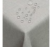 DecoHometextil Linen Look Colour Choice of Sizes Square 110 x 110 or 110 x 110 cm Light Grey with Lotus Effect Tablecloth with Stain Protection Light Grey TD Square 110 x 110 cm