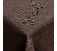 DecoHomeTextil Linen Look Colour Choice of Sizes - Square 160 x 220 or 160 x 220 or 160 x 220 cm Dark Brown with Lotus Effect Tablecloth with Stain Protection Dark Brown TD Square 160 x 220 cm