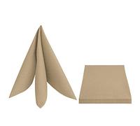 DecoHomeTextil Linen Look Napkins Set of 4 Square 50 x 50 cm Beige Sand Washable Water-Repellent Stain Protection Easy Care with Hem Edge