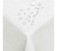 DecoHomeTextil Linen Look Tablecloth, Rectangular, 160 x 260 cm, White, Water-Repellent, Stain-Resistant, Washable, Lotus Effect, Non-Iron