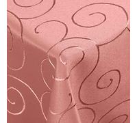 DecoHomeTextil Swirl/Circle Table Cloth Pendants - Choice of Shape, Size & Colour - Square 90 x 90 cm - Main Round Square Oval - Damask Table Linen Tablecloth with Stain Protection, Altrosa / Rosa, Eckig 110 x 110 cm