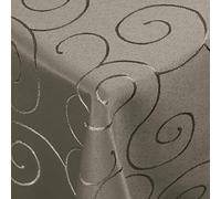 DecoHomeTextil Swirl/Circle Table Cloth Pendants - Choice of Shape, Size & Colour - Square 90 x 90 cm - Main Round Square Oval - Damask Table Linen Tablecloth with Stain Protection, grey, Eckig 110 x 180 cm