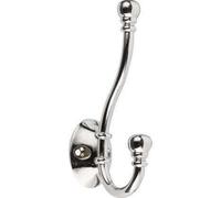 Decohooks Ball End Double Hat and Coat Hook, Polished Chrome, 130mm