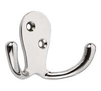 Decohooks Two Prong Robe Hook - Wide Design - Polished Chrome - Door and Wall Mountable - Single - Fixings Included