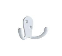 Decohooks Two Prong Robe Hook - Wide Design - White - Door and Wall Mountable - Single - Fixings Included
