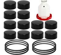 DECOHS 18 Pcs Poultry Fountain Renewal Waterer Parts, Chicken Waterer Replacement Parts Kit, Includes 12 Pcs Replacement Caps and 6 Pcs O Rings for 3/5/7 Gallon Poultry Waterers