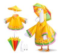 DECOHS 3 Pcs/Set Raincoat Porch Goose Outfits, Summer Lawn Goose Statue Raincoat Costume, Yard Goose Clothes Raincoats Umbrella Hat Outfit for 23" Statue Patio Garden Decoration