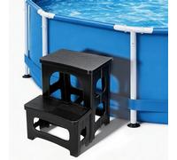 DECOHS Foldable Spa Hot Tub Non-Slip 2-Step Stool Pool Ladder, Universal Stairs for Outdoor Indoor Deck Patio Accessories, Black